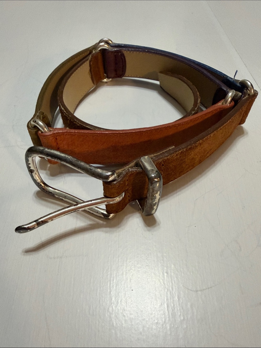 Fossil Suede Multicolored Block Belt M